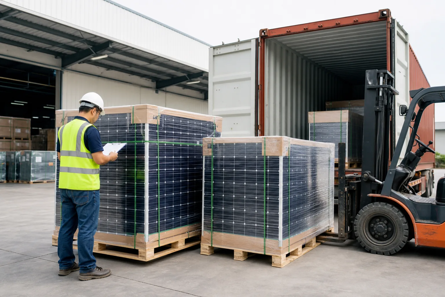 Illustrative solar module and document review for an order-specific production route
